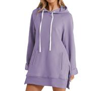 Generisch Sweat à capuche surdimensionné pour femme - Manches longues - Décontracté - Couleur unie - Avec poches - Sweat à capuche basique en coton - Sweat à capuche géant - Chaud - Pour l'automne et