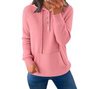 Generisch Sweat à capuche surdimensionné pour femme - Pull à capuche en velours côtelé avec poches - Sweat automne hiver - Veste de survêtement boutonnée - Pull à manches longues - Pull en polaire