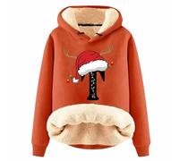 Generisch Sweat à capuche surdimensionné pour femme - Pull de Noël avec lettres imprimées - Hiver - Chaud - Pour les jours de fête - Sweat à capuche surdimensionné, Orange #3., 5XL