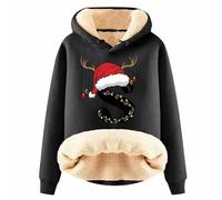 Generisch Sweat à capuche surdimensionné pour femme - Pull de Noël avec lettres imprimées - Hiver - Chaud - Pour les jours de fête - Sweat à capuche surdimensionné, Noir #1, 5XL