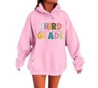 Generisch Sweat à capuche Sweat à capuche élégant et sweatshirts pour la rentrée scolaire. Design classique à col rond avec des motifs uniques. Parfait pour le printemps et l'automne., Rose, XXL