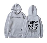 Generisch Sweat à capuche tendance à manches longues pour femme avec poche polaire - Sweat réversible avec lettre imprimée, gris, M
