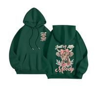 Generisch Sweat à capuche tendance avec imprimé lettres, sweat à capuche décontracté en polaire à manches longues pour un usage quotidien, idéal comme sweat confortable pour femme, vert, S
