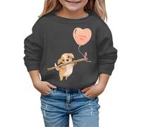Generisch Sweat à capuche tendance pour enfant pour l'hiver avec joli motif chiot - Cadeau de Saint-Valentin, gris foncé, 12-18 mois