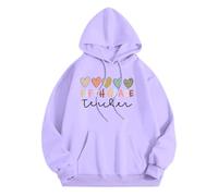 Generisch Sweat à capuche tendance pour femme avec design imprimé tendance pour un look décontracté et décontracté, sport, jogging, veste surdimensionnée, tenue en coton, Violet clair, L