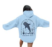Generisch Sweat à capuche tendance pour femme avec imprimé océan à manches longues, pour un usage quotidien décontracté, parfait pour l'automne et l'hiver Veste de survêtement pour femme sans, bleu