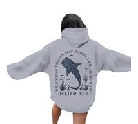 Generisch Sweat à capuche tendance pour femme avec imprimé océan à manches longues, pour un usage quotidien décontracté, parfait pour l'automne et l'hiver Veste de survêtement pour femme sans, gris, L