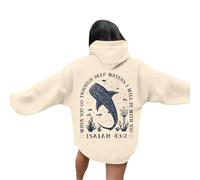 Generisch Sweat à capuche tendance pour femme avec imprimé océan à manches longues, pour un usage quotidien décontracté, parfait pour l'automne et l'hiver Veste de survêtement pour femme sans, beige