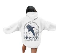 Generisch Sweat à capuche tendance pour femme avec imprimé océan à manches longues, pour un usage quotidien décontracté, parfait pour l'automne et l'hiver Veste de survêtement pour femme sans, Blanc