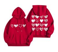 Generisch Sweat à capuche tendance pour femme avec motif de mots comme sweat-shirt à manches longues pour des vêtements Preppy élégants, rouge, XXL