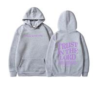 Generisch Sweat à capuche tendance pour femme - Design réversible avec lettres imprimées - Manches longues - Poches pratiques - Matière polaire douce, gris, 3XL