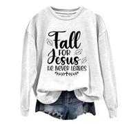 Generisch Sweat à capuche tendance pour femme et hiver imprimé Dieu - Col rond - Manches longues - Pull fin - Haut - Hauts pour adolescentes et filles, Blanc., S