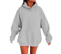 Generisch Sweat à capuche uni pour femme avec poitrine ouverte sur le devant, style fin à enfiler pour un look décontracté au quotidien, argenté, M