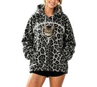 Generisch Sweat à capuche unisexe à motif léopard pour petits chats et chiens, avec poche avant, idéal pour tenir les mains, pour homme et femme, pour la promenade et les voyages en plein air (noir