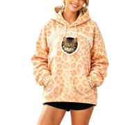 Generisch Sweat à capuche unisexe à motif léopard pour petits chats et chiens, avec poche avant, idéal pour tenir les mains, pour homme et femme, pour la promenade et les voyages en plein air (orange