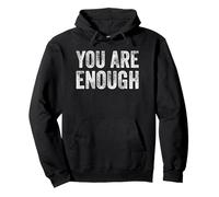 Generisch Sweat à capuche unisexe avec déclaration positive « You Are Enough » - Sweat à capuche avec message encourageant - Sweatshirt avec imprimé à l'avant et à l'arrière, Style_o01 Noir, XL
