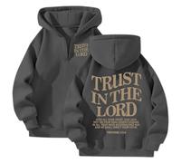 Generisch Sweat à capuche unisexe avec imprimé lettre et fermeture éclair | Pull streetwear à coupe ample
