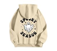 Generisch Sweat à capuche unisexe avec imprimé Spooky Season dans le dos - Sweat à capuche avec motif fantôme mignon - Sweatshirt décontracté pour la période d'Halloween, Style_d01 Beige, 3XL