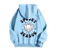 Generisch Sweat à capuche unisexe avec imprimé Spooky Season dans le dos - Sweat à capuche avec motif fantôme mignon - Sweatshirt décontracté pour la période d'Halloween, Style_d06 Bleu, 3XL