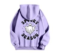 Generisch Sweat à capuche unisexe avec imprimé Spooky Season dans le dos - Sweat à capuche avec motif fantôme mignon - Sweatshirt décontracté pour la période d'Halloween, Style_d08 Violet, 3XL
