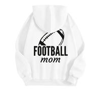 Generisch Sweat à capuche unisexe « Football Mom » avec imprimé dans le dos - Sweat à capuche décontracté pour les mères des joueurs - Sweatshirt pour soutenir l'équipe, Style_l07 Blanc, S