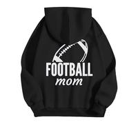 Generisch Sweat à capuche unisexe « Football Mom » avec imprimé dans le dos - Sweat à capuche décontracté pour les mères des joueurs - Sweatshirt pour soutenir l'équipe, Style_l01 Noir, 3XL