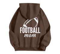 Generisch Sweat à capuche unisexe « Football Mom » avec imprimé dans le dos - Sweat à capuche décontracté pour les mères des joueurs - Sweatshirt pour soutenir l'équipe, Style_l02 Marron, XXL