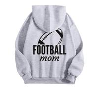 Generisch Sweat à capuche unisexe « Football Mom » avec imprimé dans le dos - Sweat à capuche décontracté pour les mères des joueurs - Sweatshirt pour soutenir l'équipe, Style_l04 Gris, 3XL
