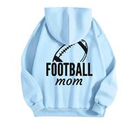 Generisch Sweat à capuche unisexe « Football Mom » avec imprimé dans le dos - Sweat à capuche décontracté pour les mères des joueurs - Sweatshirt pour soutenir l'équipe, Style_l06 Bleu, 3XL