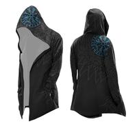 Generisch Sweat à capuche viking pour homme - Longueur moyenne - Printemps - Automne - Cardigan - Costume de cosplay - Avec capuche - Imprimé 3D - Manteau cool - Veste de motard - Sweat à capuche