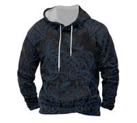 Generisch Sweat à capuche Viking pour homme Vikings Pull à capuche Odins Runes Sweats à capuche Celtes Valhalla Mythologie Nordique Tatouages Sweat-shirt imprimé avec capuche Pull d'hiver unisexe