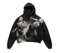 Generisch Sweat à capuche Y2K pour homme - Style gothique - Style steampunk - Vintage - Overseize - Confortable - Ample - Sweat à capuche - Hip Hop - Streetwear - Costume d'Halloween, Q noir., XXXL