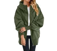 Generisch Sweat à capuche zippé pour femme - Veste de survêtement surdimensionnée avec capuche réglable - Manches longues - Court - 2025 - Poches - Fermeture éclair - Couleur unie - Y2k - Pull à