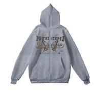 Generisch Sweat à capuche zippé pour homme avec lettres imprimées style couple, sweat-shirt décontracté à coupe ample pour un usage quotidien en plein air, Gy1., S