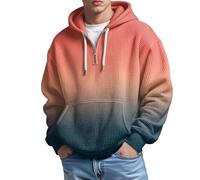 Generisch Sweat à capuche zippé pour homme - Pull de travail en tricot gaufré - Dégradé de couleurs - Jours froids - Manches longues - Veste à capuche - Veste à capuche pour garçon - Pull d'hiver