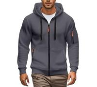 Generisch Sweat à capuche zippé pour homme, veste de survêtement avec capuche, sweat à capuche coupe ajustée, sweat-shirt d'hiver, veste de sport streetwear, veste de sport avec poche, sweat à capuche