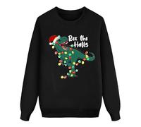 Generisch Sweat à manches longues léger pour papa, maman, enfant - Vêtement de vacances festif - Imprimé dinosaure, Noir , M