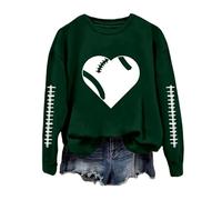 Generisch Sweat de football amusant pour femme avec imprimé graphique Pull à manches longues et col rond pour les dimanches décontractés en 2025, Vert foncé., S