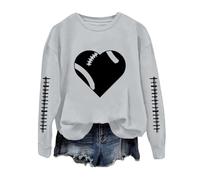 Generisch Sweat de football amusant pour femme avec imprimé graphique Pull à manches longues et col rond pour les dimanches décontractés en 2025, gris, XXL