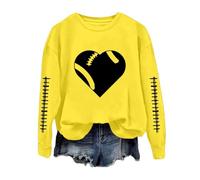 Generisch Sweat de football amusant pour femme avec imprimé graphique Pull à manches longues et col rond pour les dimanches décontractés en 2025, jaune, M