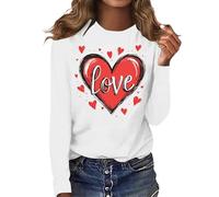 Generisch Sweat de la Saint-Valentin Femme : Love Heart Graphique Chemise Léopard Cœur Imprimé Pull Décontracté Manches Longues Sweat à Capuche Rouge Amour Imprimé Femme Pull Noir, Blanc., S