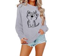 Generisch Sweat Femme Its Fall Yall Citrouille Halloween Léopard Décontracté Manches Longues Pull Chemise Tops Blouse Blouse Veste d'été Femme, gris, M
