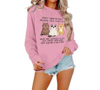 Generisch Sweat femme Its Fall Yall Citrouille Halloween Léopard Décontracté Manches Longues Pull Chemise Tops Blouse Pull Bleu, Rose, M