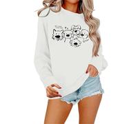 Generisch Sweat Femme Its Fall Yall Citrouille Halloween Léopard Décontracté Manches Longues Pull Chemise Tops Blouse Sweat-shirt Femme Court, Blanc., M