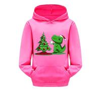 Generisch Sweat-shirt à capuche à manches longues pour fille avec imprimé dinosaure pour enfants et petits aventuriers, Rose, 10-11 ans