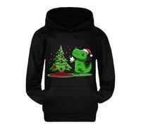 Generisch Sweat-shirt à capuche à manches longues pour fille avec imprimé dinosaure pour enfants et petits aventuriers, Noir , 9-10 ans