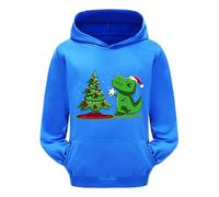 Generisch Sweat-shirt à capuche à manches longues pour fille avec imprimé dinosaure pour enfants et petits aventuriers, bleu foncé, 8-9 ans