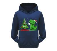Generisch Sweat-shirt à capuche à manches longues pour fille avec imprimé dinosaure pour enfants et petits aventuriers, Marine, 6-7 ans