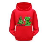 Generisch Sweat-shirt à capuche à manches longues pour fille avec imprimé dinosaure pour enfants et petits aventuriers, rouge, 6-7 ans