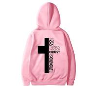 Generisch Sweat-shirt à capuche à manches longues pour hommes Sweat-shirt uni avec imprimé à l'arrière, Rose, XXL